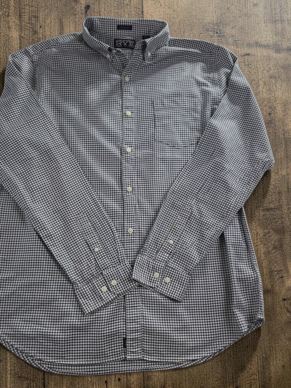 RYE By Hawker Rye Shirt XL Tall Black White Check Button Down Long Sleeve